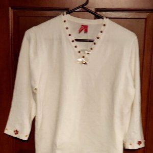 NEW VINTAGE 525 V-NECK PULLOVER Sweater IVORY SIZE XL COTTON BLEND